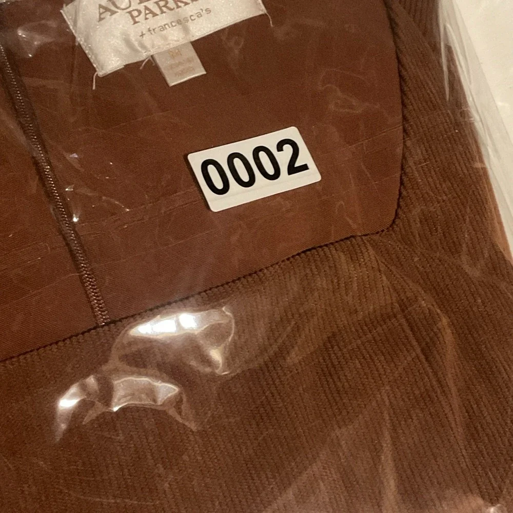 Franchescas Corduroy Babydoll Mini Dress Womens M Rust Brown Orange Square Neck - Picture 11 of 11
